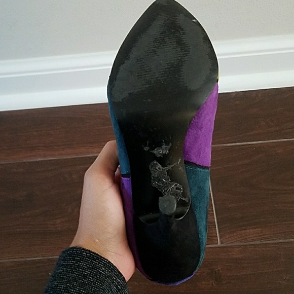 Multi-Colored Suede Nine West Heels - Picture 7 of 7